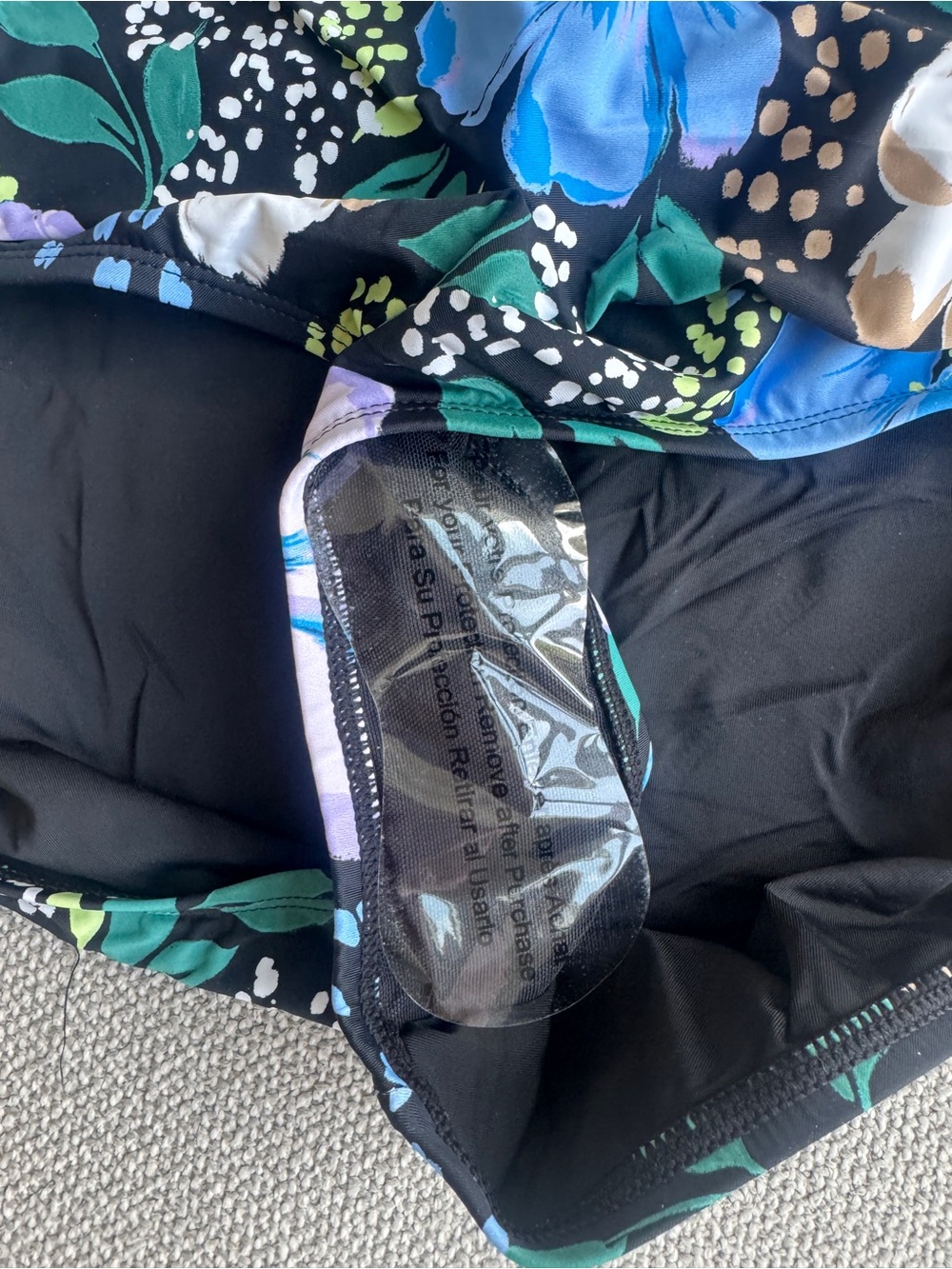NWT Jantzen Black Blue Floral Tummy Control One Piece Swimsuit Size 14 - Picture 5 of 6